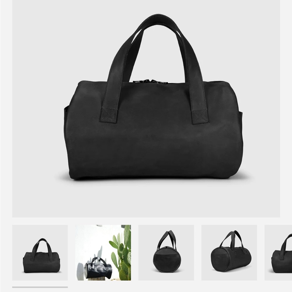 Black Leather Duffel Bag